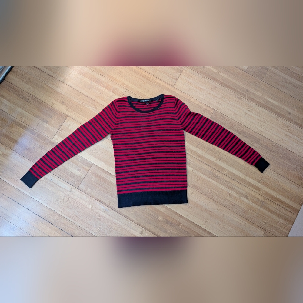 Scotch & Soda Navy Blue Metallic & Red Stripes Lightweight Sweater x-small